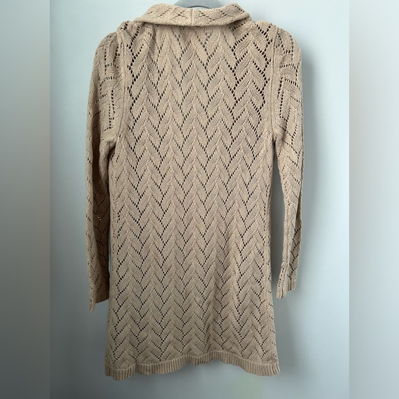 Leo Nicole Long Cardigan Size Small Beige - Picture 3 of 3